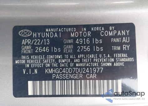 2013 Hyundai Genesis 3.8 из США, поврежденный, VIN KMHGC4DD7DU241977